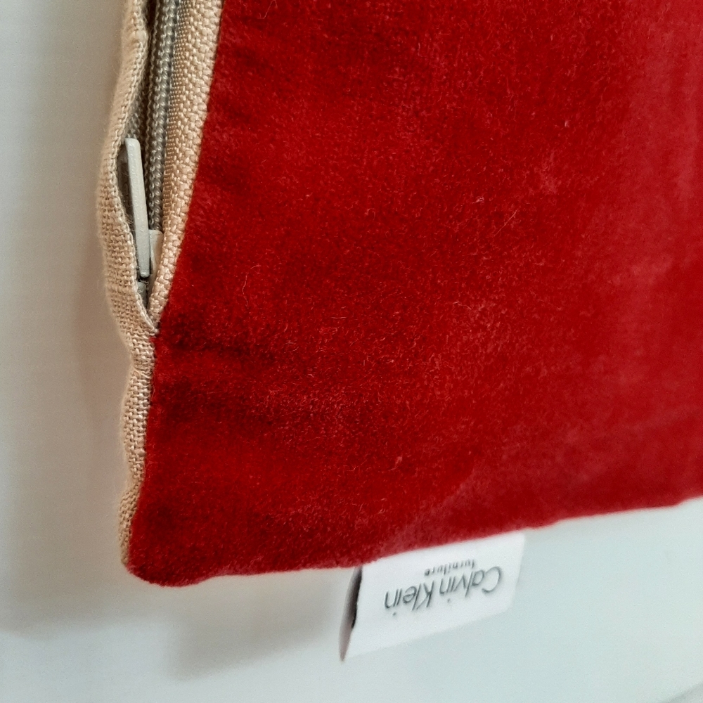 Calvin Klein Cotton Velvet Linen Pillow Cover Raspberry Red